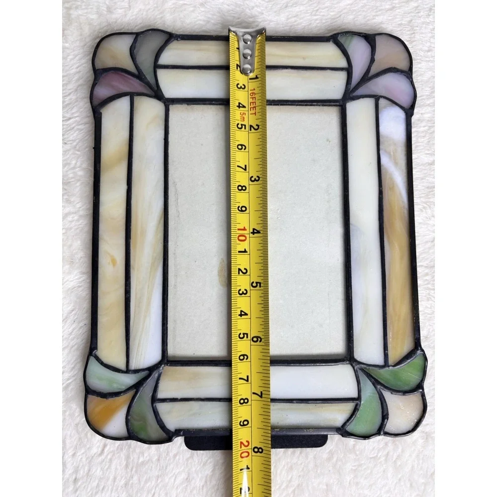 VTG Quoizel Art Deco MCM  Leaded Stained Glass Picture Frame 8X6